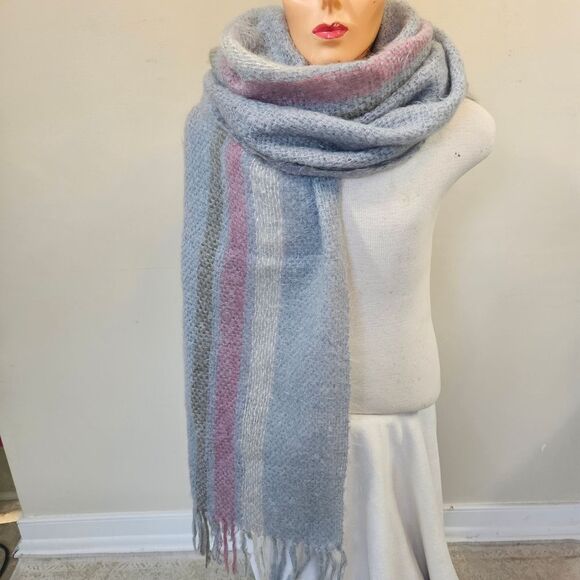 Unbranded Accessories - SUZANNE SCHWARTZ Kentucky Handwoven Mohair Wool Knit Shawl Wrap Scarf 29"x82"